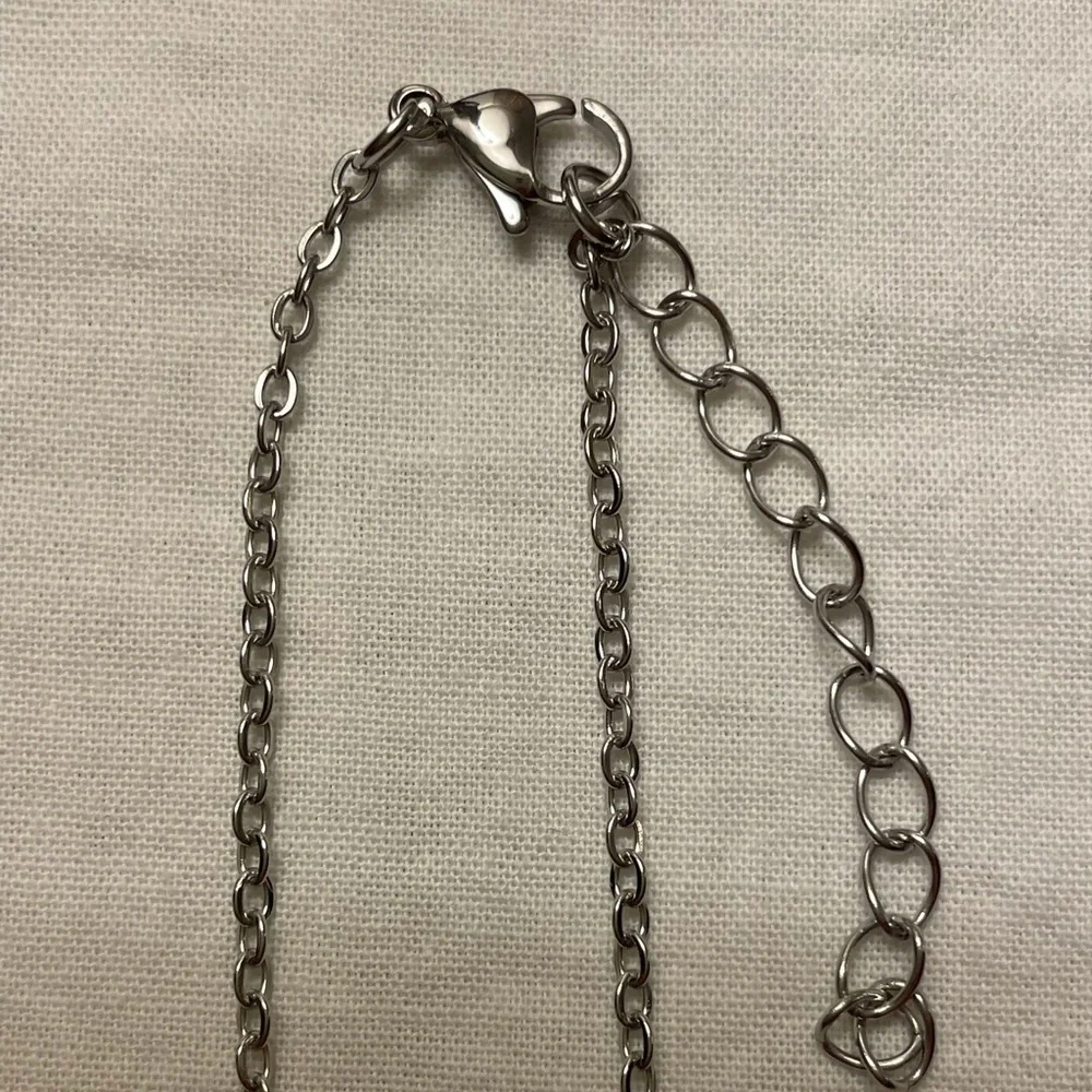 Silver Cow Tag Necklace with Faux Turquoise Stone
